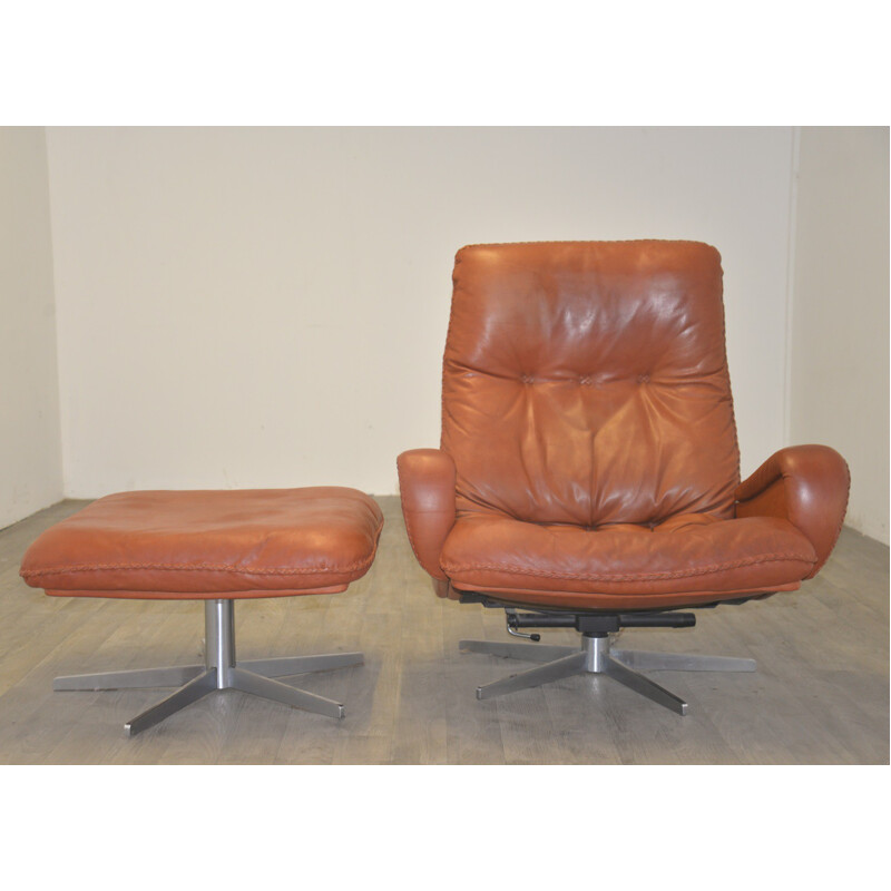 De Sede "S 231" armchair and his ottoman in leather - 1960s