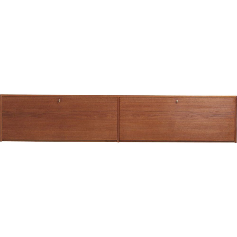 Vintage Wall Mount Sideboard in Teak by Bernhard Pedersen, Denmark 1960s