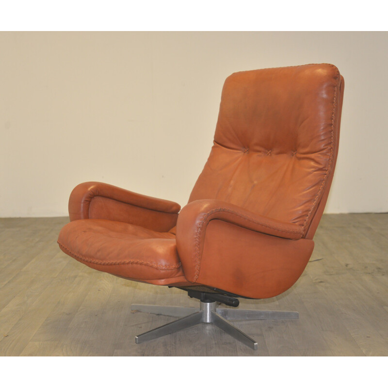 De Sede "S 231" armchair and his ottoman in leather - 1960s