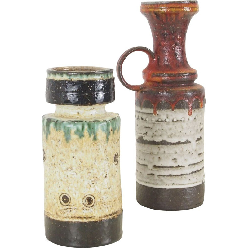 Pareja de jarrones de cerámica vintage, Bélgica