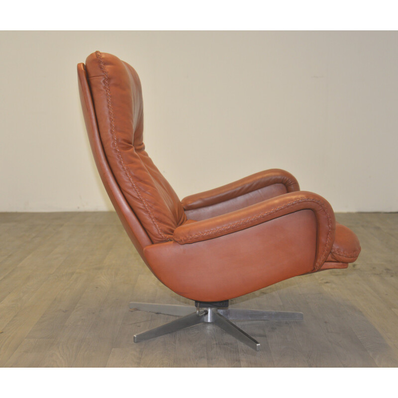 De Sede "S 231" armchair and his ottoman in leather - 1960s