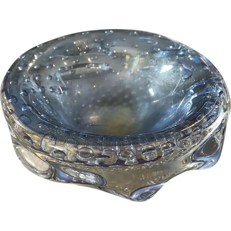 Mid-Century Modern Blue and Gold Murano Glass Ashtray circa 1960