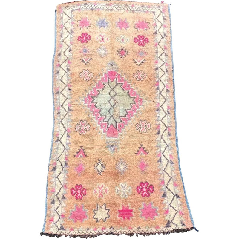 Vintage Berber boujaad handgeweven wollen tapijt