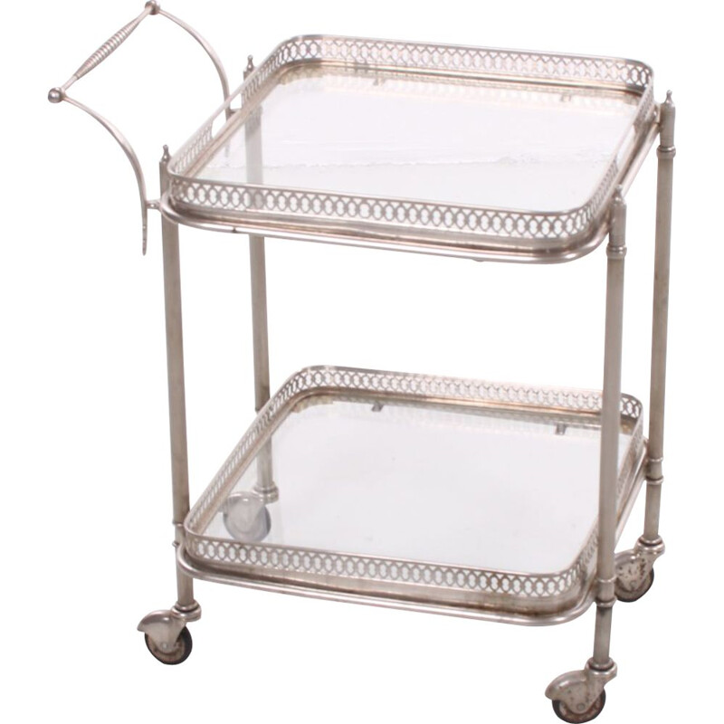 Silver drinking trolley by Maison Jansen Paris 1950