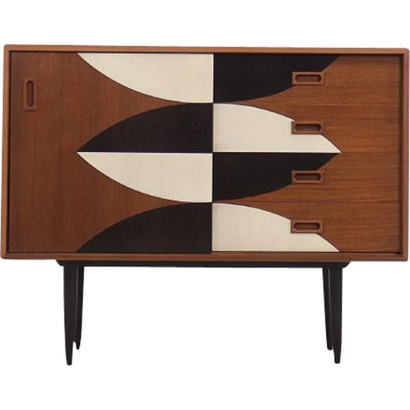 Mid-Century Teak Chest of Drawers with Hand-Painted Pattern 1960s