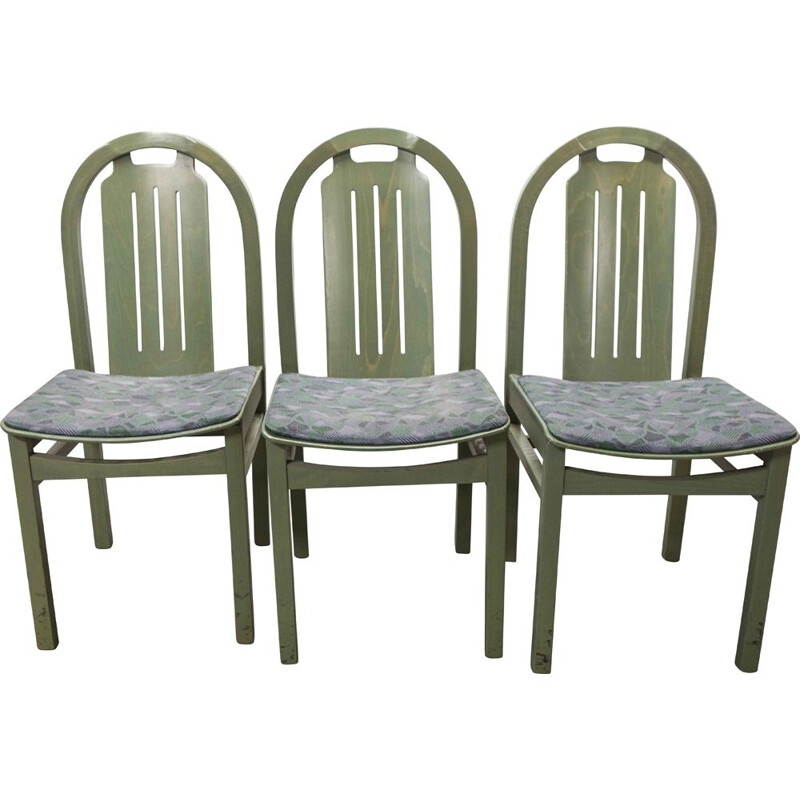 Set of 3 vintage Baumann Argos green chairs 1990