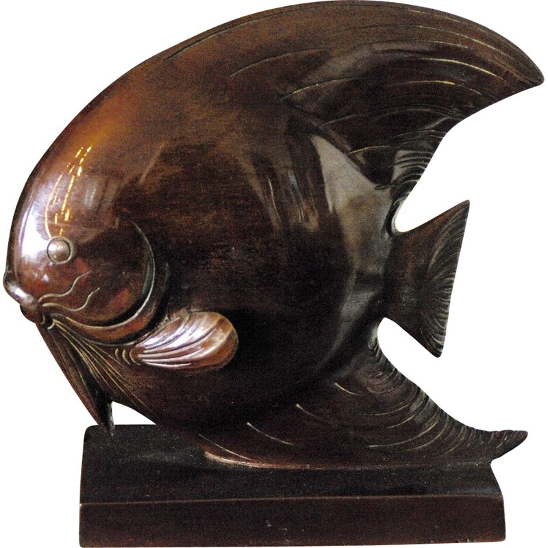 Pesce indocinese d'epoca in bronzo 1950