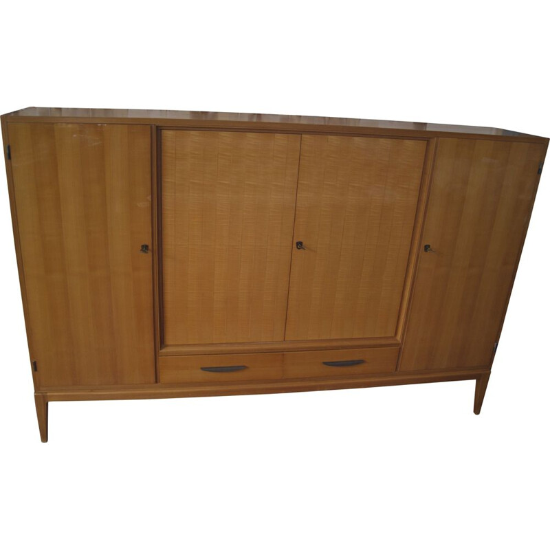 Vintage Cherrywood highboard with bar cabinet from the 1950s