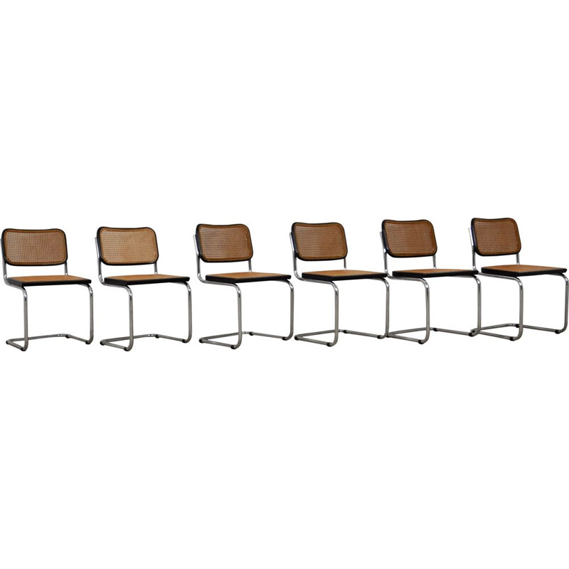 Lot de 6 chaises vintage Cesca noires par Marcel Breuer