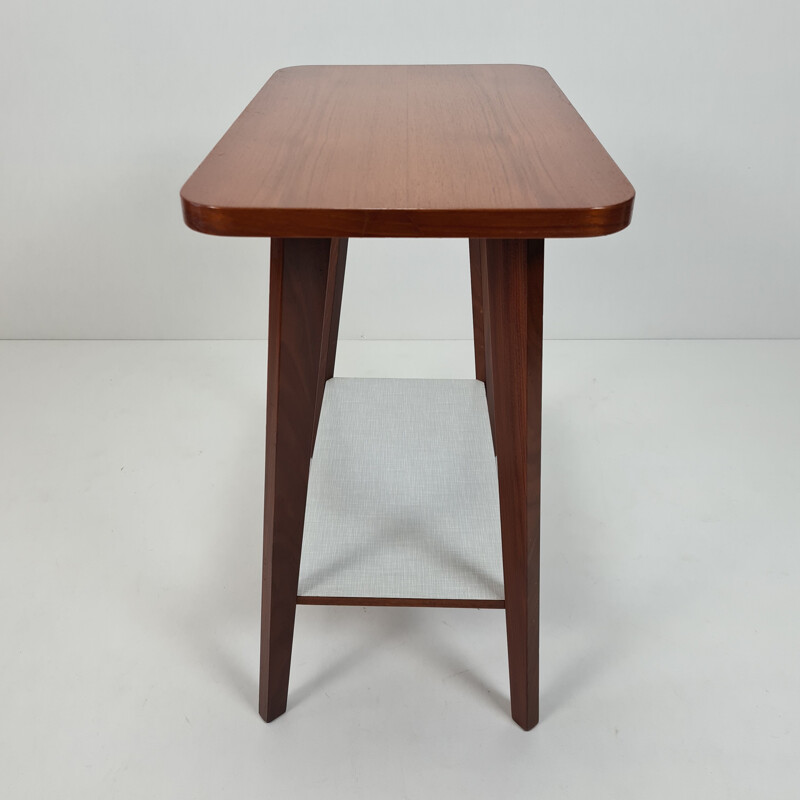 Vintage Teak & formica side table with tapered legs 1950s