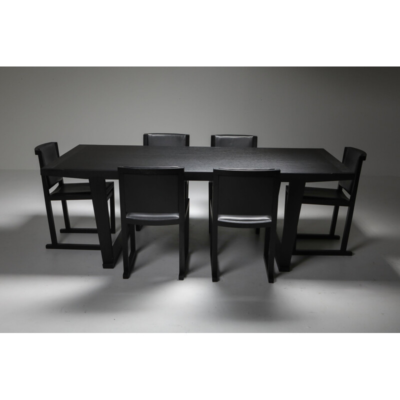 Vintage Citterio black oak dining table Lucullo for Maxalto 2000s