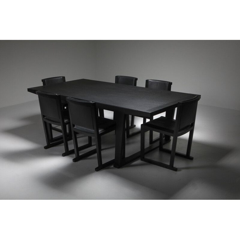 Vintage Citterio black oak dining table Lucullo for Maxalto 2000s