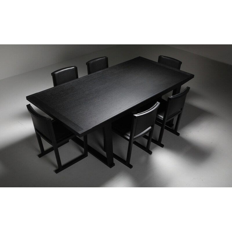 Vintage Citterio black oak dining table Lucullo for Maxalto 2000s