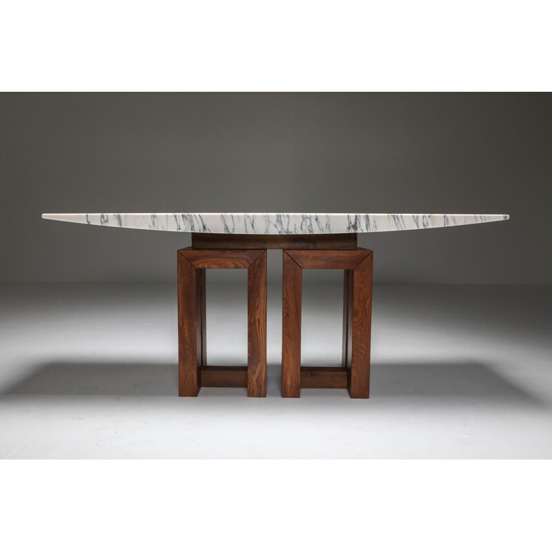 Vintage Pierluigi Spadolini Console Table in Walnut and Marble 1965s