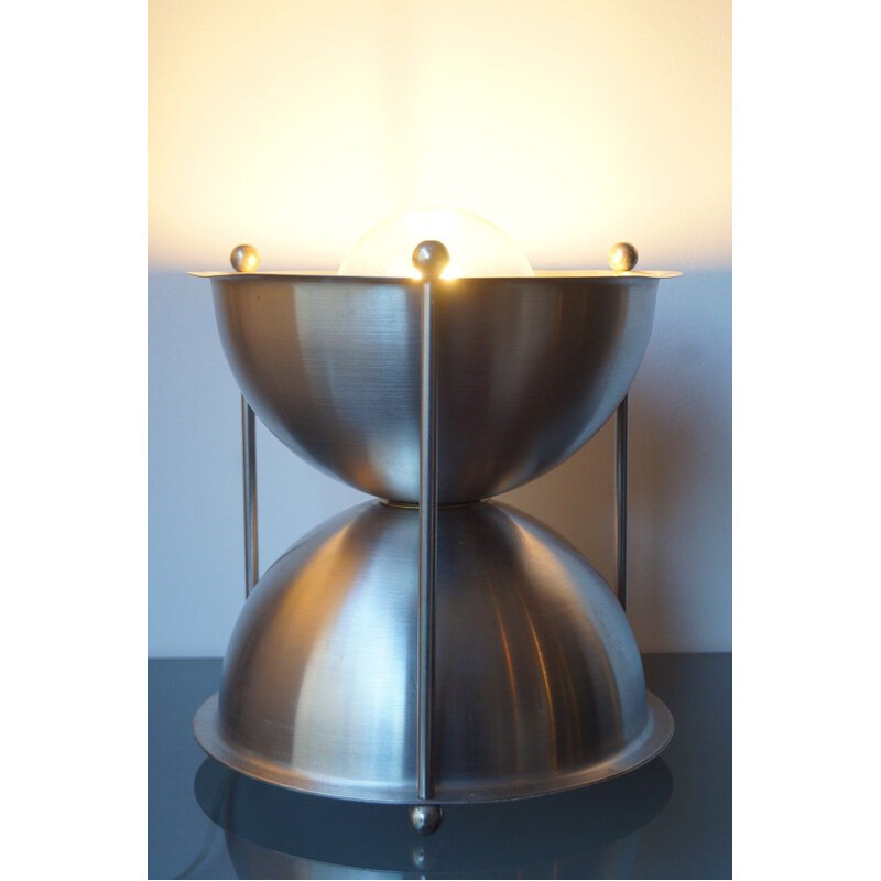 Vintage brushed steel lamp 1970s