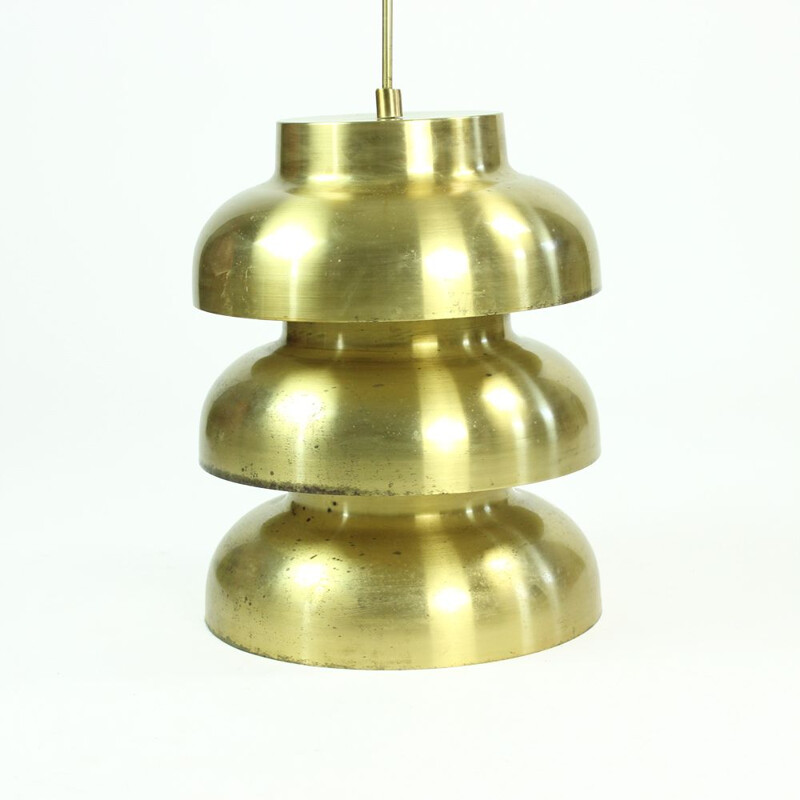 Vintage Tall Ceiling Light In Brass Czechoslovakia 1960s