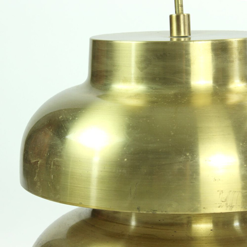 Vintage Tall Ceiling Light In Brass Czechoslovakia 1960s