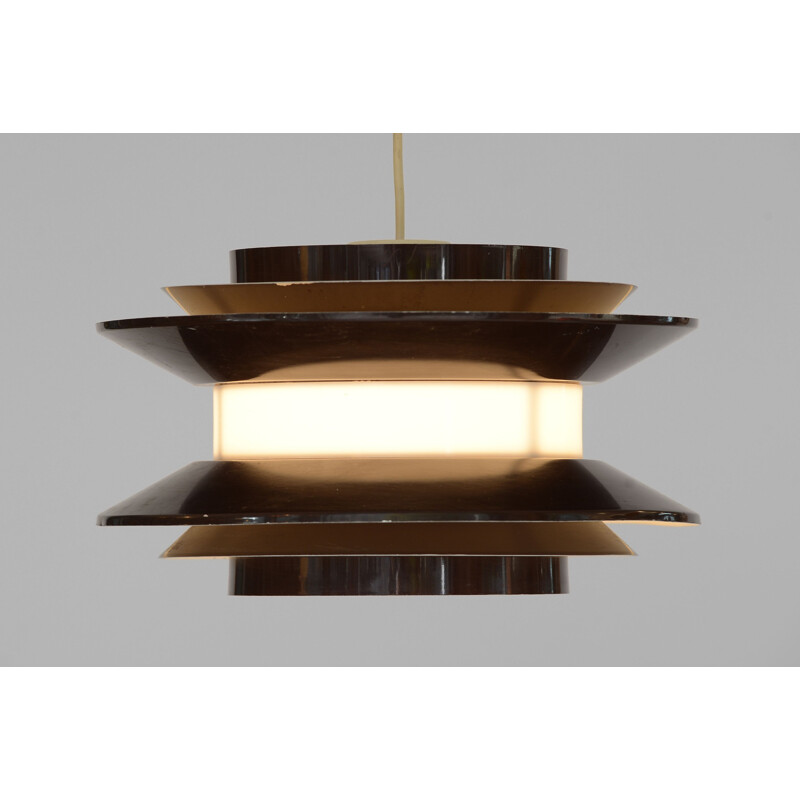 Vintage Pendant light Trava large brown by Carl Thore for Granhaga Metallindustri Sweden 1970s