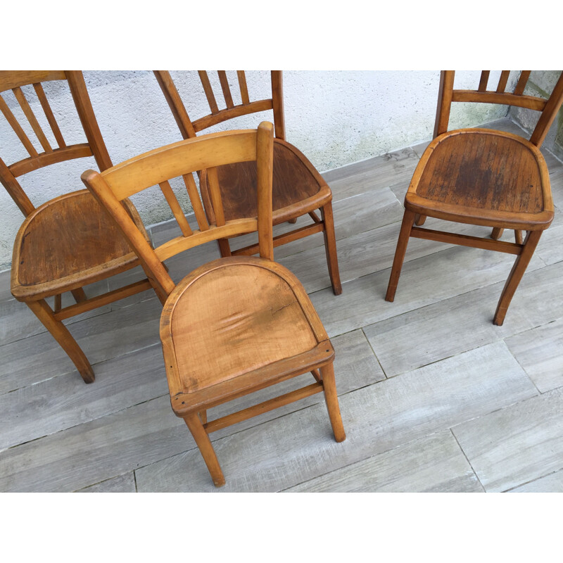 Set of 4 Vintage Chairs Bistrot Luterma 1930s