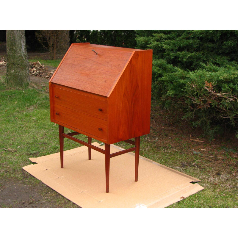 Vintage danish teak Secretaire with a key