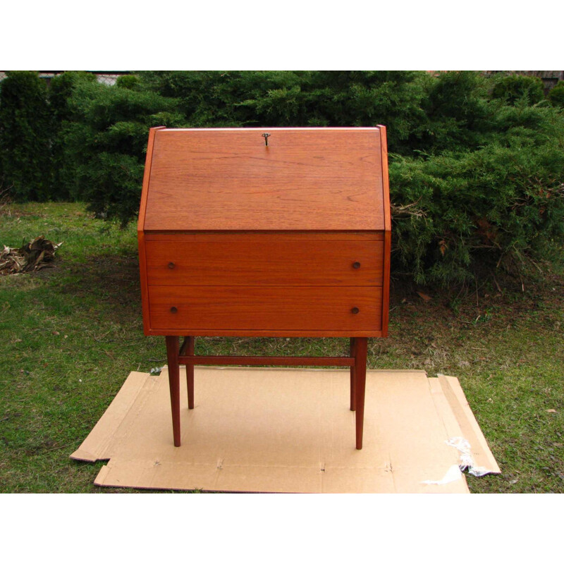 Vintage danish teak Secretaire with a key