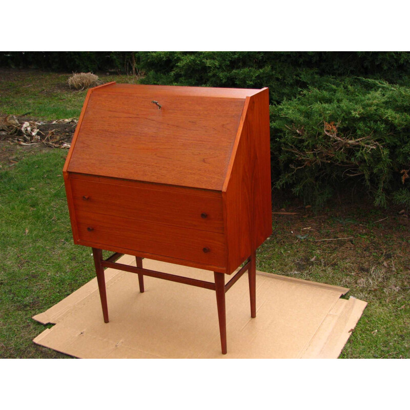 Vintage danish teak Secretaire with a key