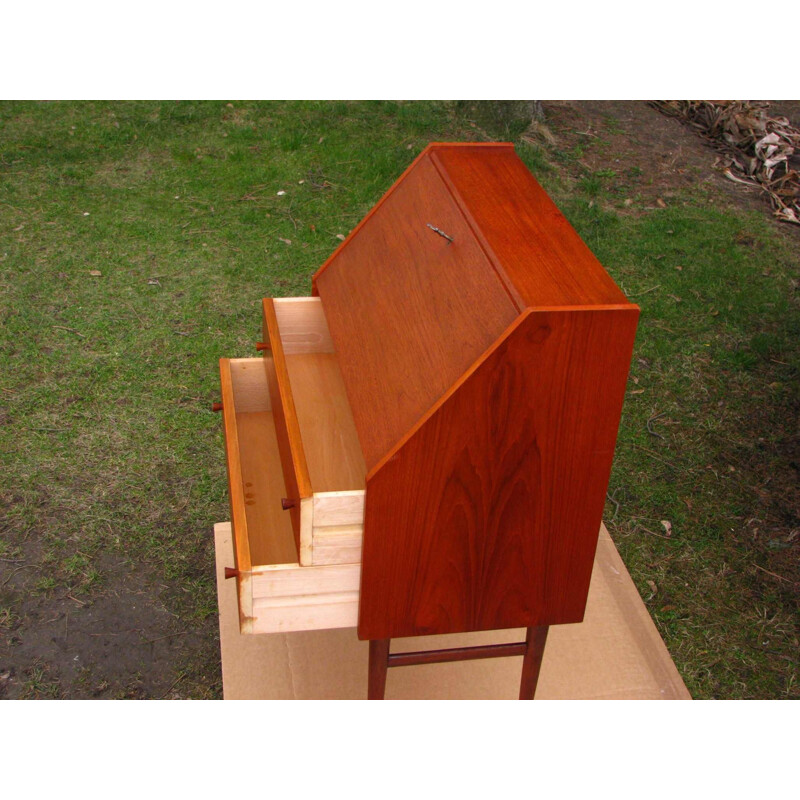 Vintage danish teak Secretaire with a key