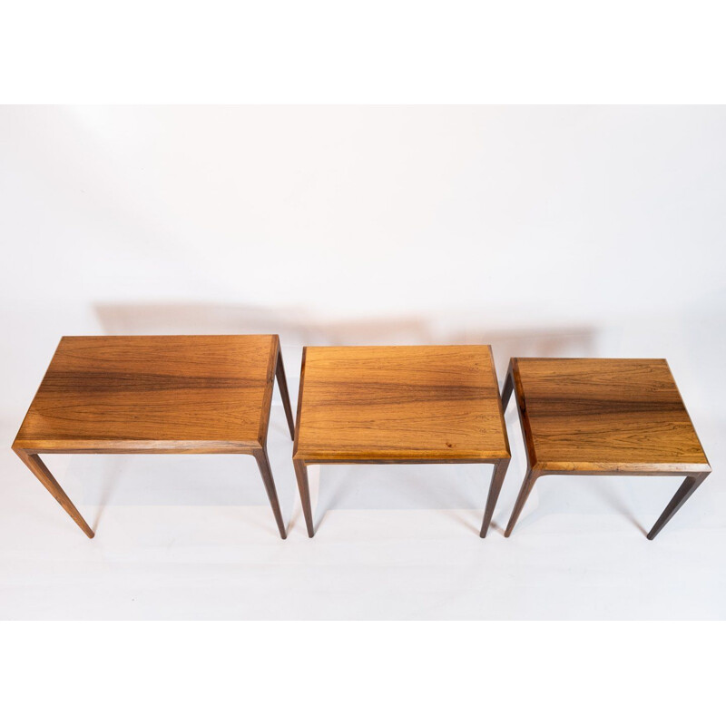 Vintage Nesting tables in rosewood  by Johannes Andersen and  by Silkeborg Furniture 1960s 