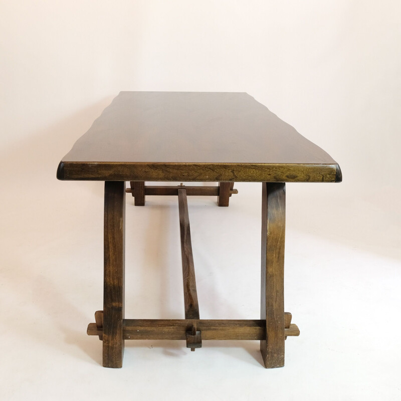 Large vintage dining table in solid elm