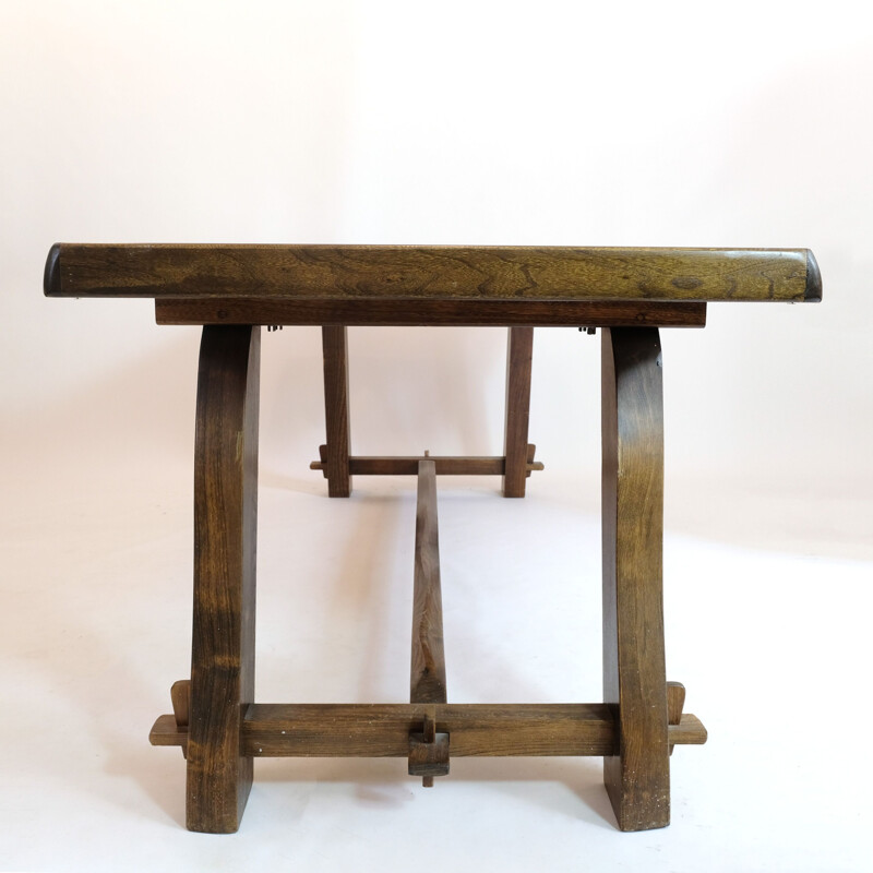 Large vintage dining table in solid elm