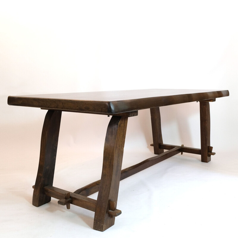 Large vintage dining table in solid elm