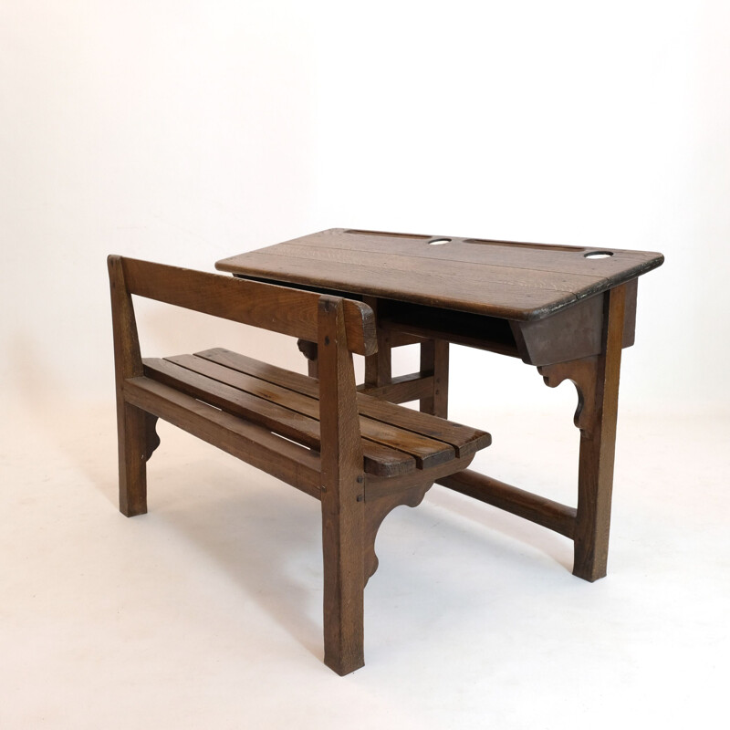 Vintage school desk with two seats