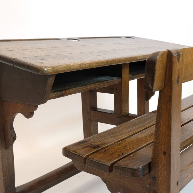 Vintage school desk with two seats