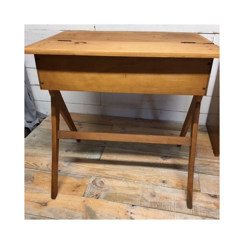 Vintage school desk with compass base 1960