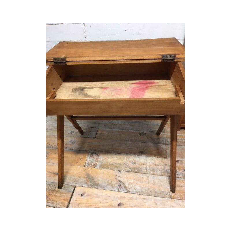 Vintage school desk with compass base 1960