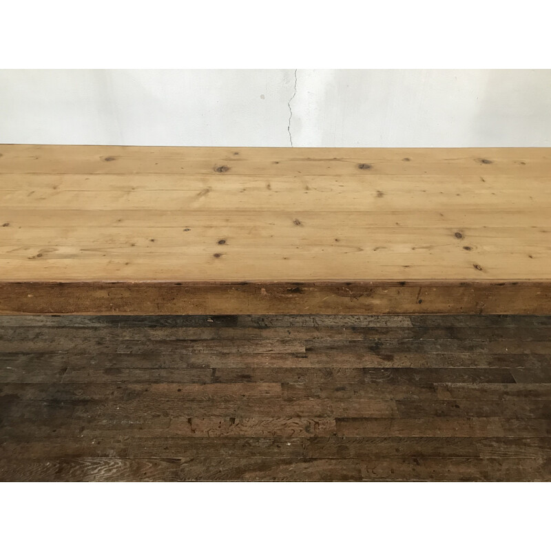 Vintage bistro style farmhouse table in fir wood