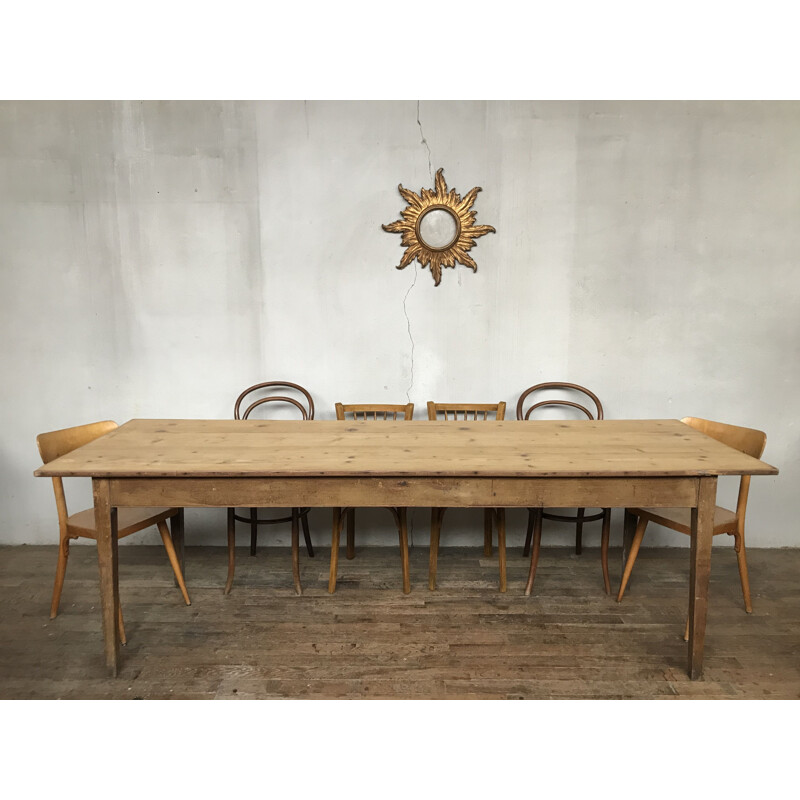 Table de ferme vintage de style bistrot en sapin