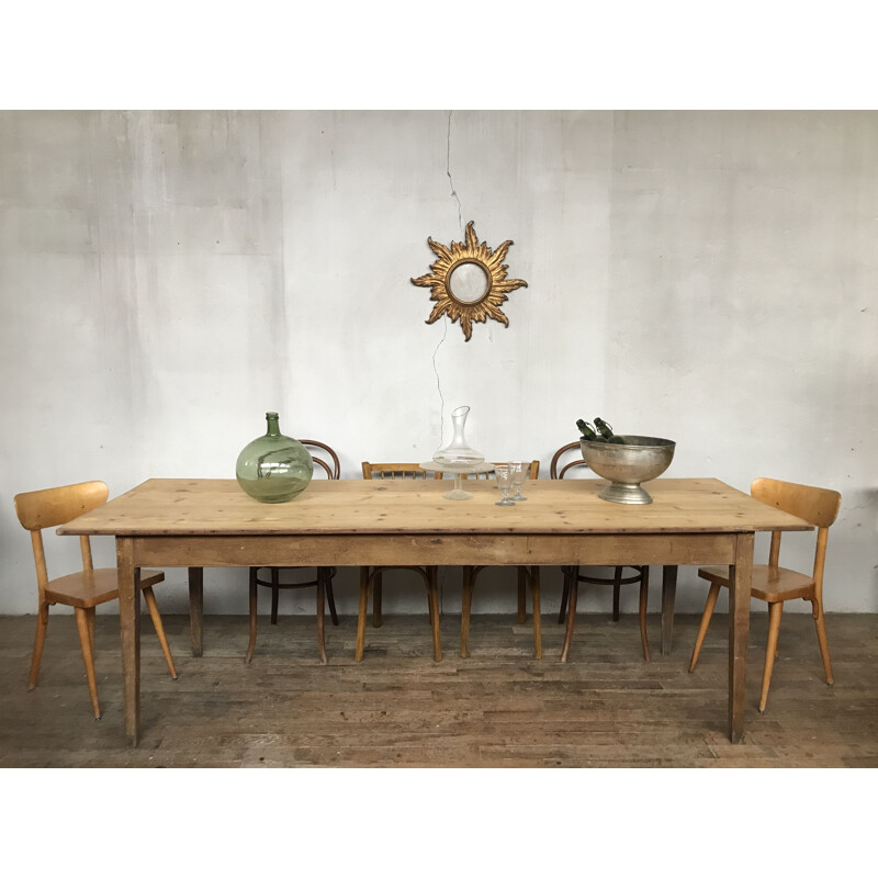 Table de ferme vintage de style bistrot en sapin