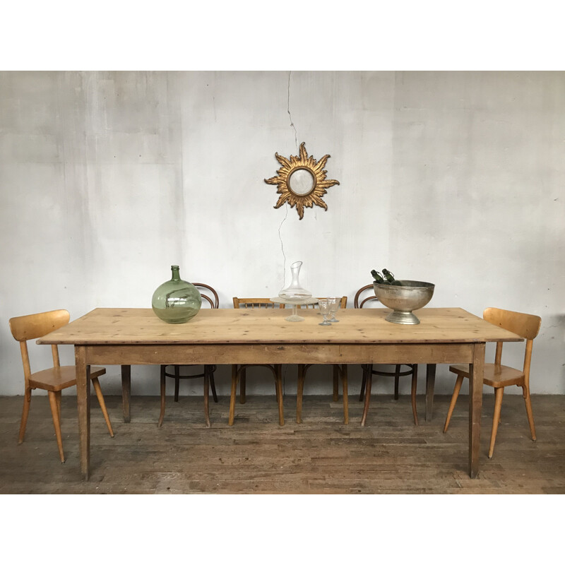 Vintage bistro style farmhouse table in fir wood