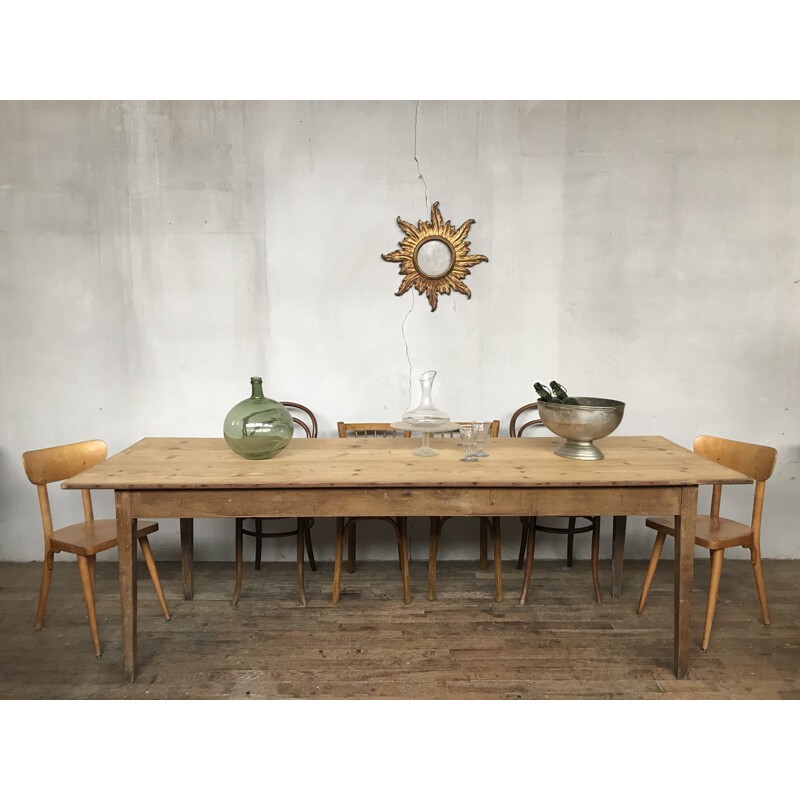 Vintage bistro style farmhouse table in fir wood