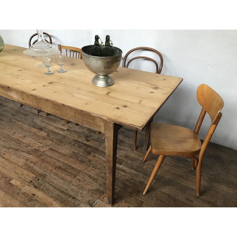 Vintage bistro style farmhouse table in fir wood