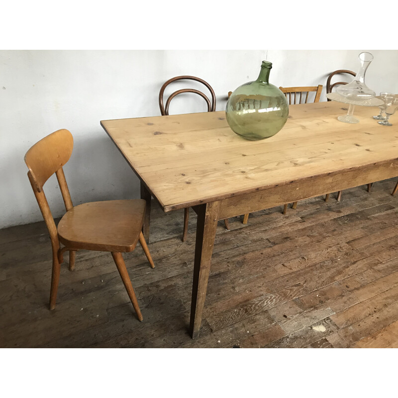 Vintage bistro style farmhouse table in fir wood