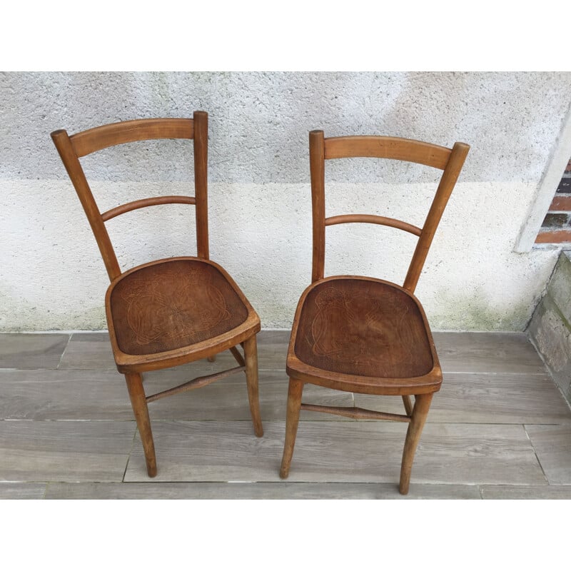Paire de chaises vintage bistrot, Art nouveau 1930