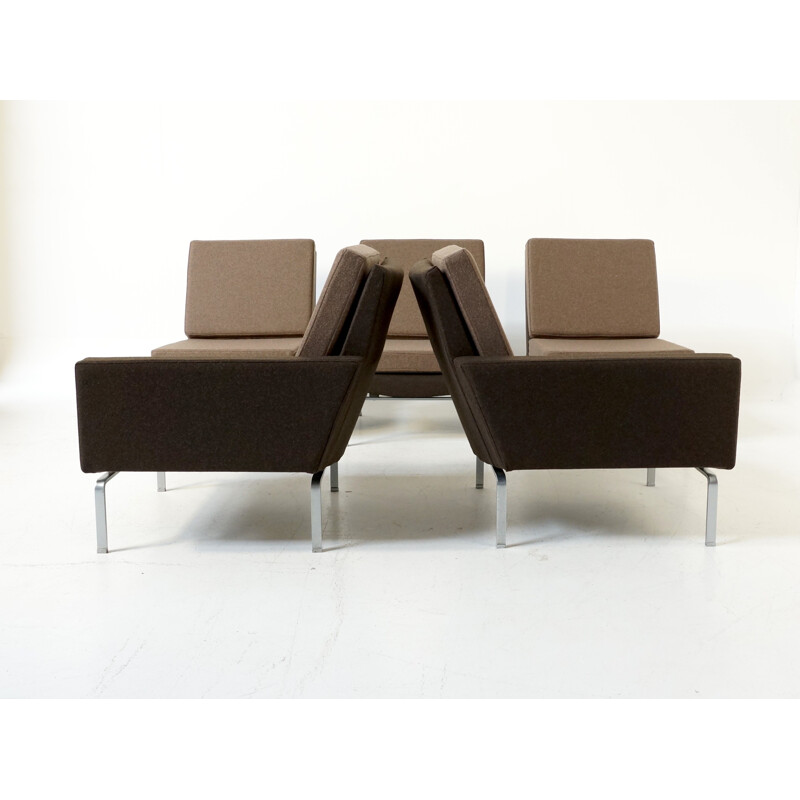 Modular and multifunctional living set in fabric and chromed steel - 1970s