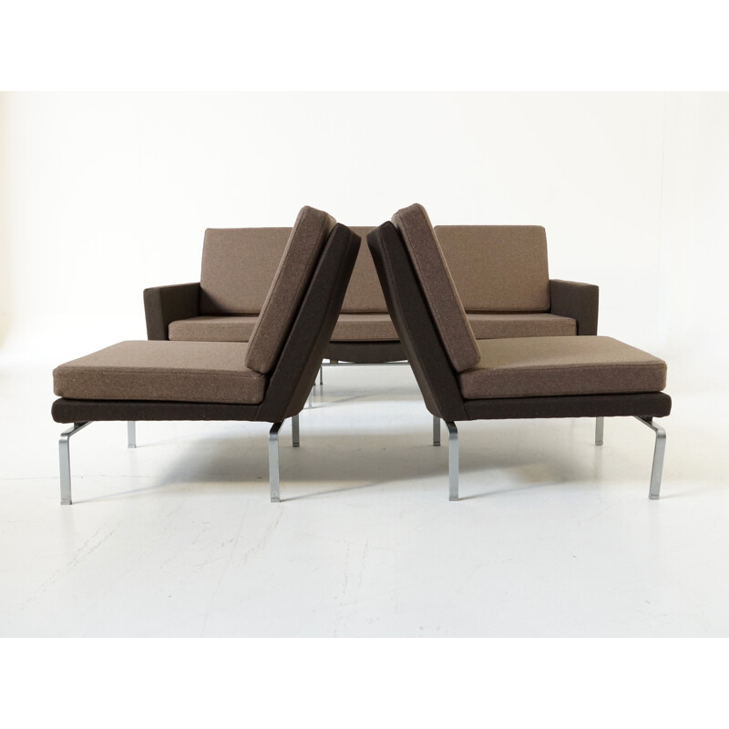 Ensemble de salon modulable en tissu et métal chromé - 1970