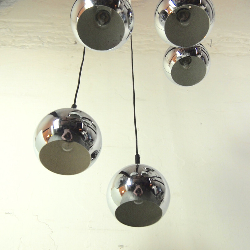 Vintage Space Age chrome chandelier 1970