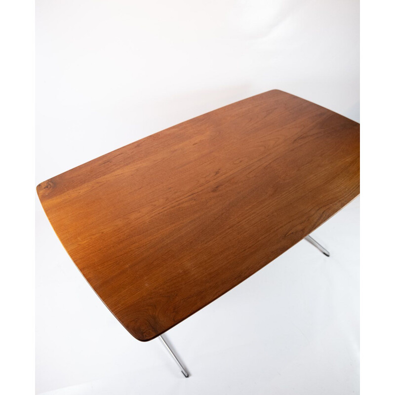 Mesa de comedor Shaker vintage de teca y metal de Arne Jacobsen 1960