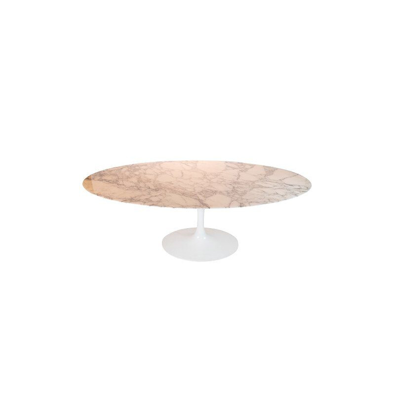 Vintage Tulip dining table with oval marble top by Eero Saarinen for Knoll Furniture 1957