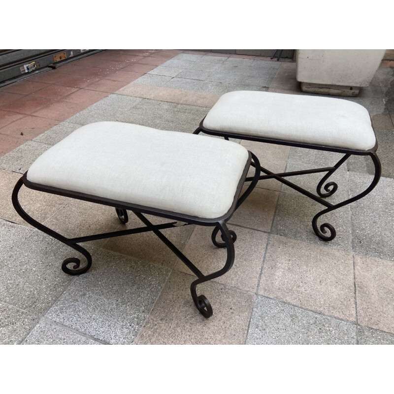 Pair of vintage stools, Spanish work 1990