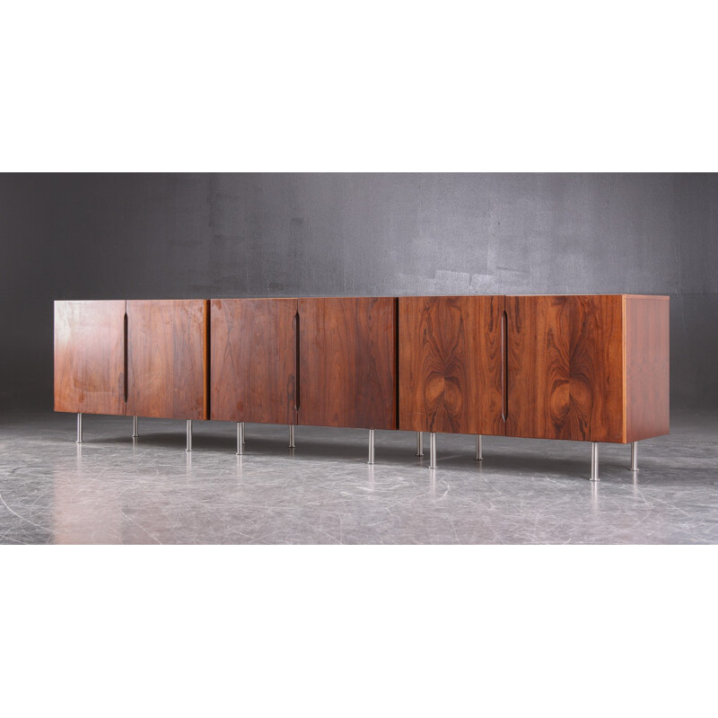 Scandinavian sideboard in rosewood and metal - 1970s